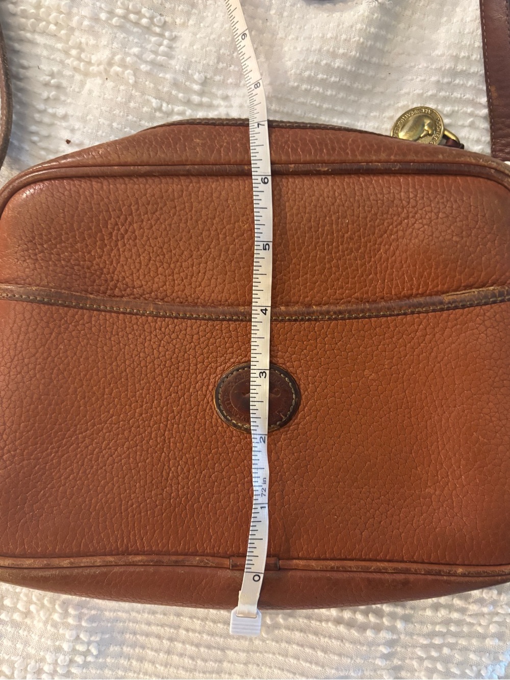 Vintage ‘90s Dooney & Bourke Crossbody Cognac Orange Brown Leather Purse - Picture 12 of 13